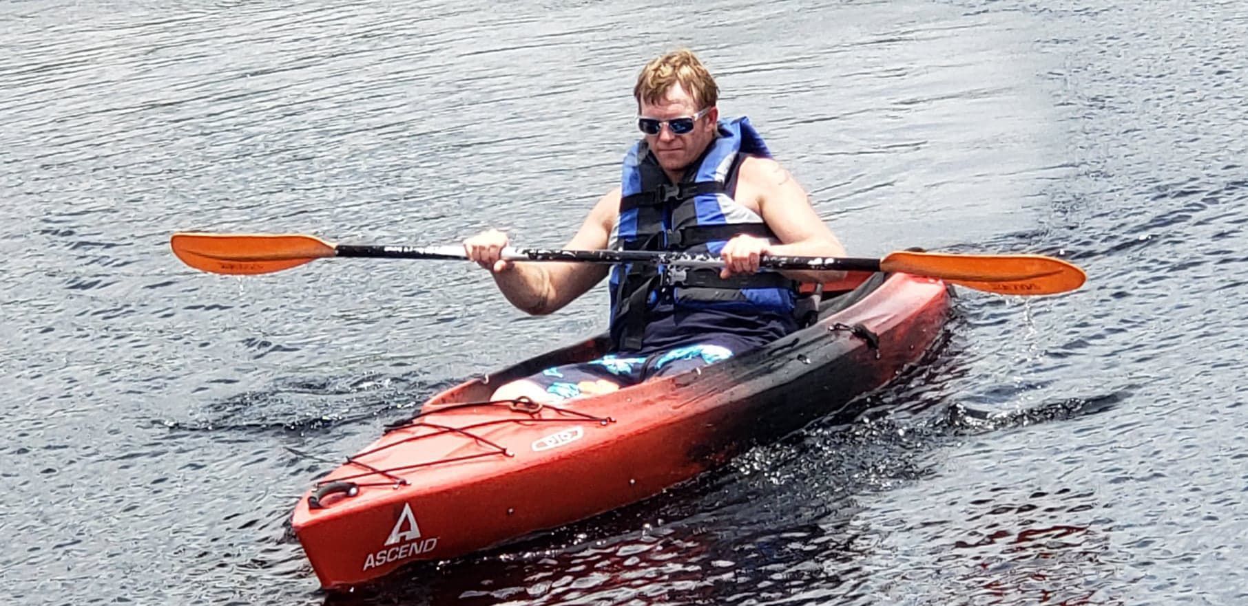 Mikel Peterson kayaking